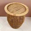 Bout de canapé ou table de chevet en bambou et rotin coloris foncé