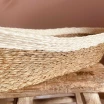 Corbeille à pain en herbes tressées coloris naturel et blanc - 40*15cm