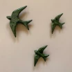 Lot de 3 hirondelles en céramique vert celadon