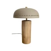 lampe living avec pied bois - fonctionne avec ampoule g9