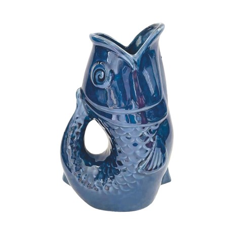 Pichet ou vase poisson bleu foncé