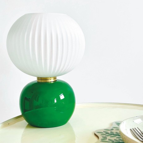 Lampe à poser en verre rétro vert