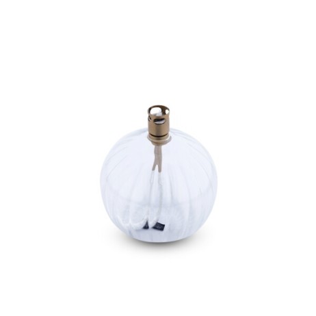 Lampe à huile boule striée en verre