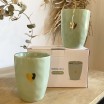 Coffret 2 tasses en faïence vert matcha et doré